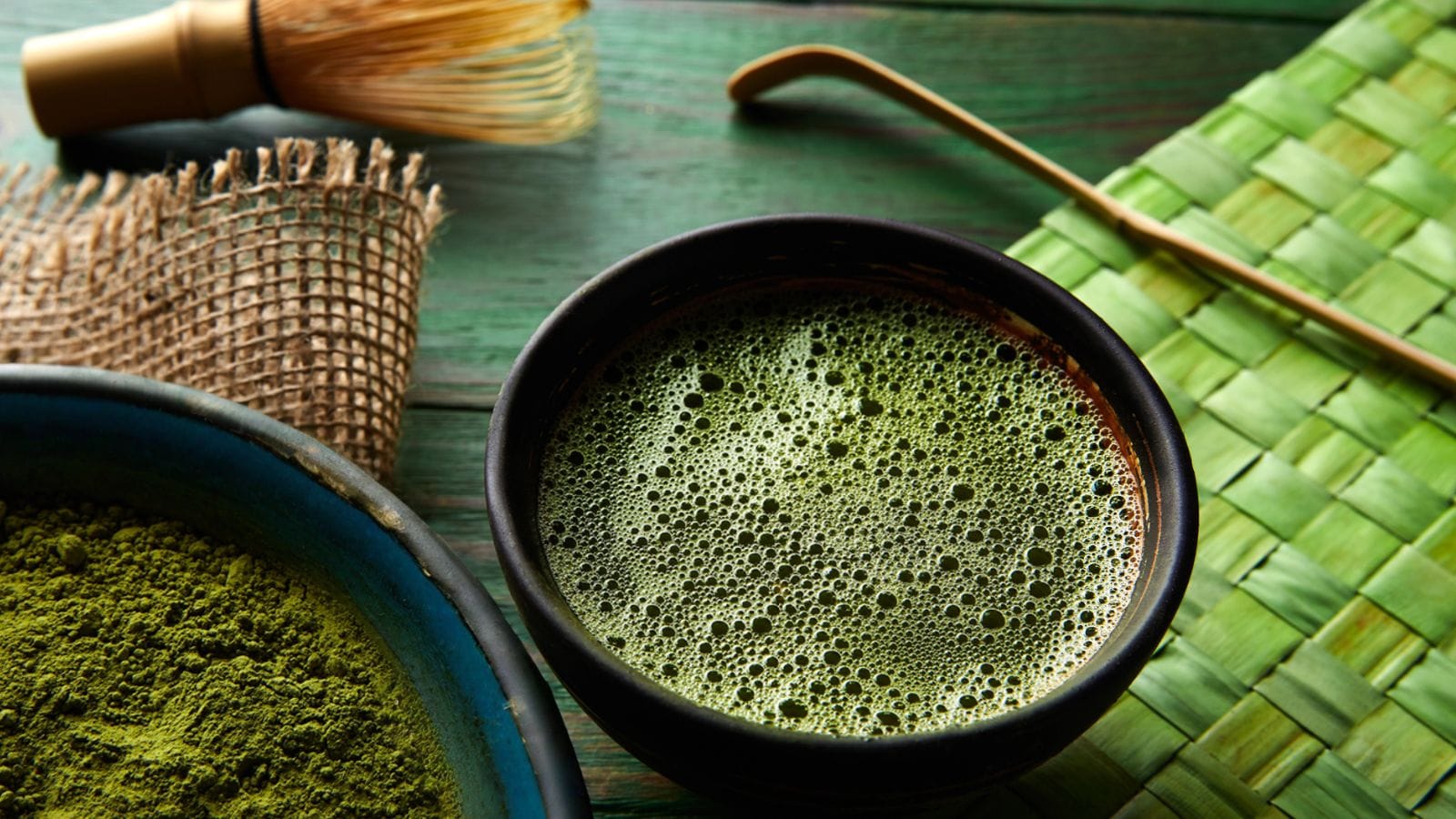 A matcha bowl, chawan, with green tea