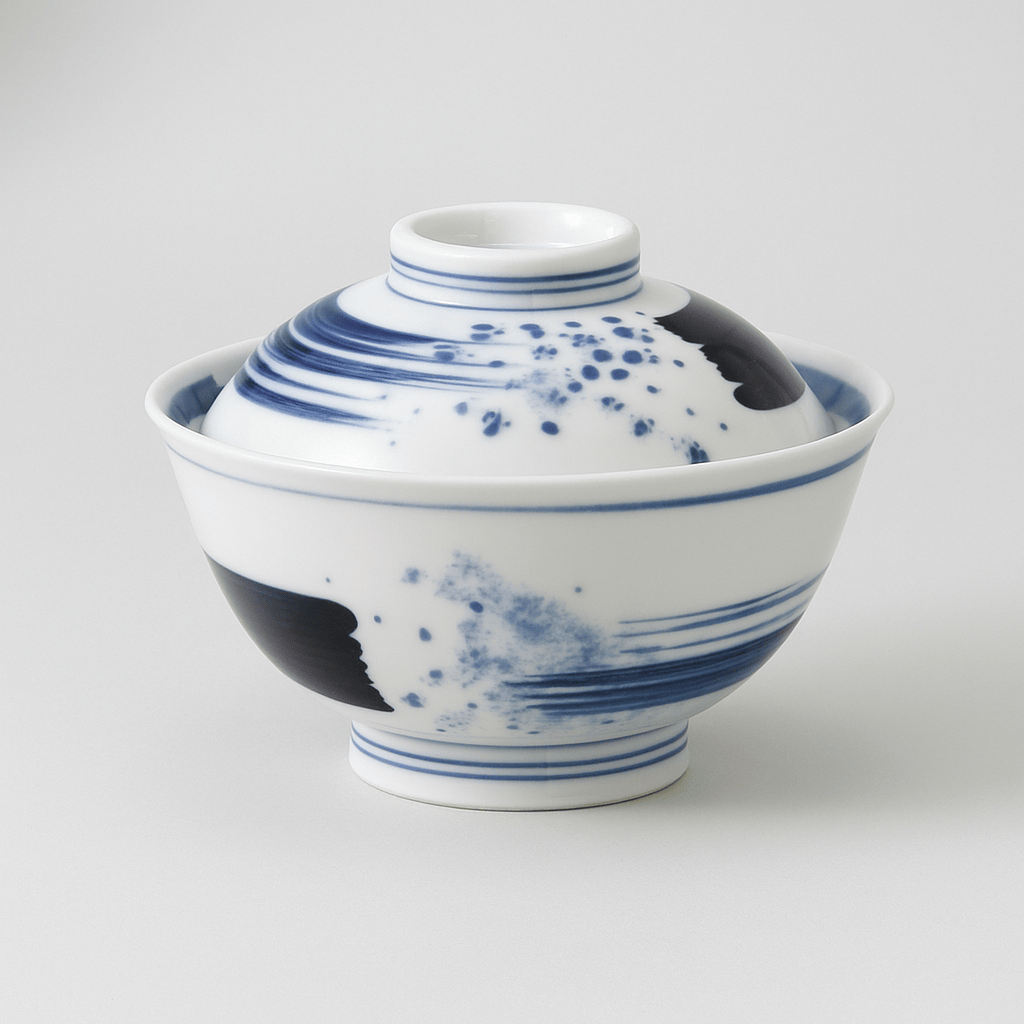 Aizome Wave Brushstroke Bowl with Lid Aizome Wave Brushstroke Bowl with Lid