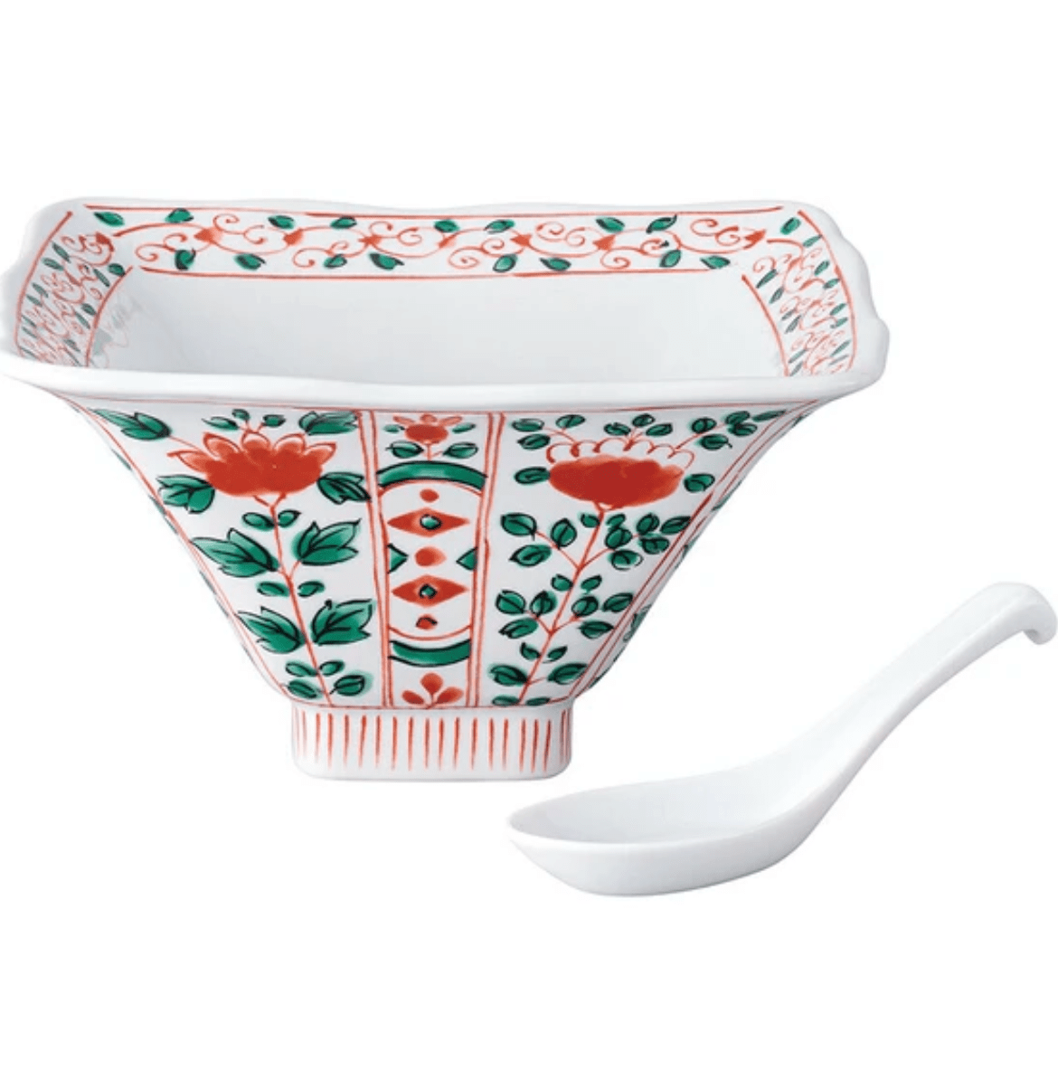 Akae Tachibana Square Noodle Bowl with Spoon Akae Tachibana Square Noodle Bowl with Spoon