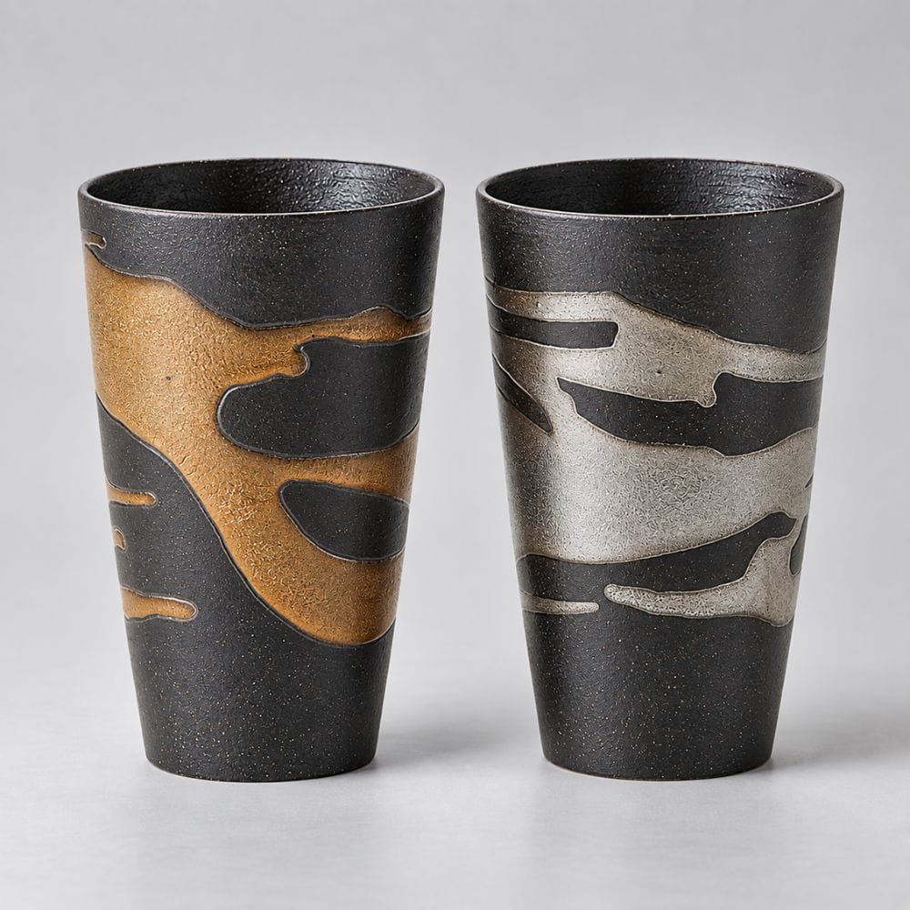 Gold and Silver Beer Cup Beer Cup Pair in Gold and Silver