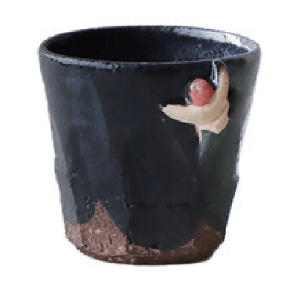black Artisan Sake Cup by Keizan Kiln Artisan Sake Cup by Keizan Kiln
