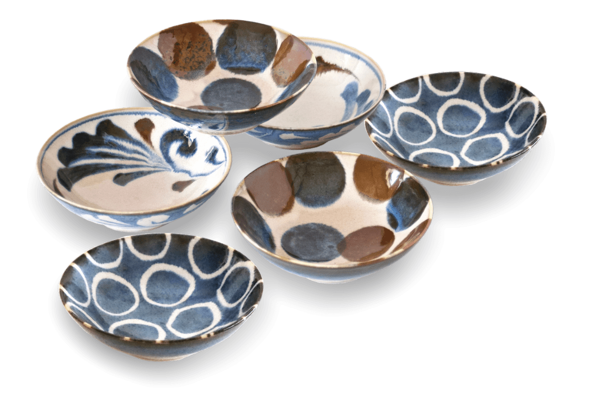 Brush Blue Small Bowls Set (6 pieces) – My Japanese World