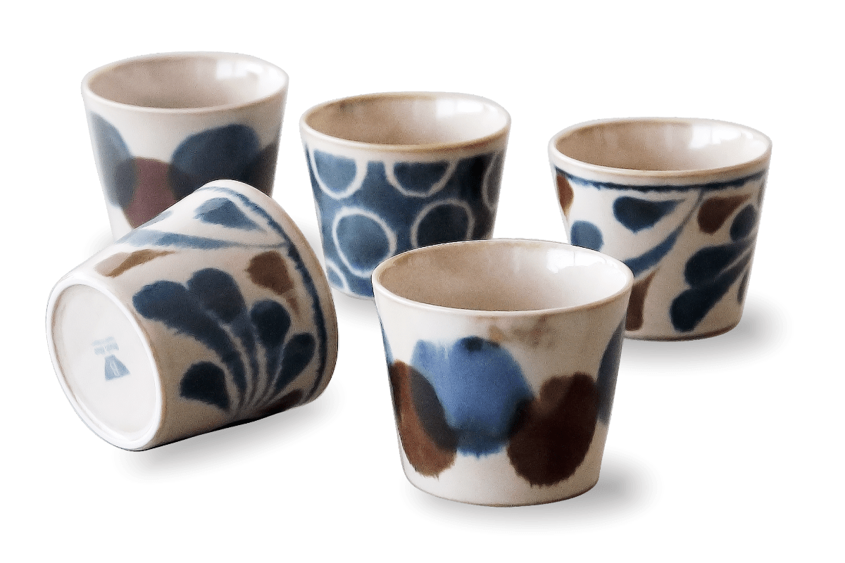 Brush Blue Soba Cup Set Brush Blue Soba Cup Set