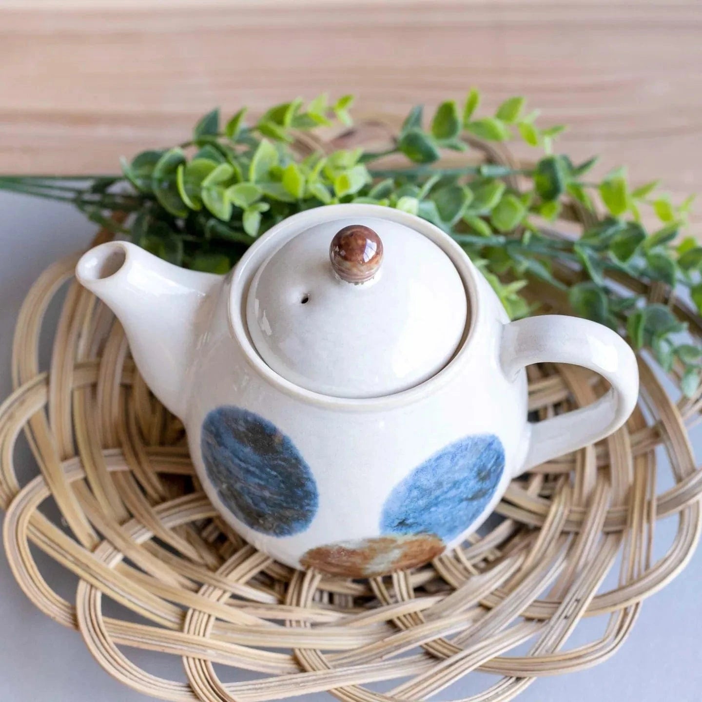 Brush Blue Teapot and Cup Set Brush Blue Teapot and Cup Set