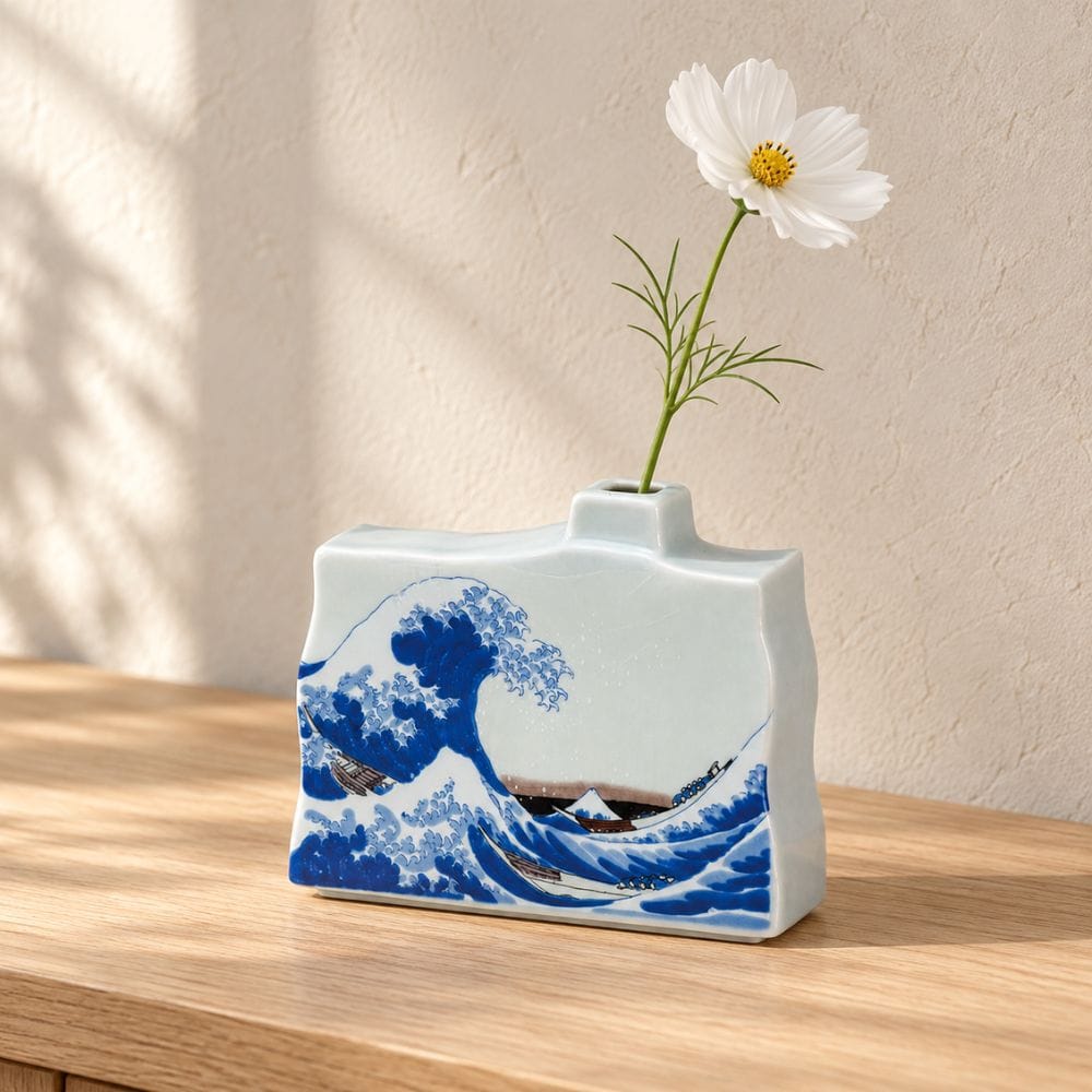 Hokusai Great Wave Kutani Bud Vase Hokusai Great Wave Kutani Bud Vase | My Japanese World
