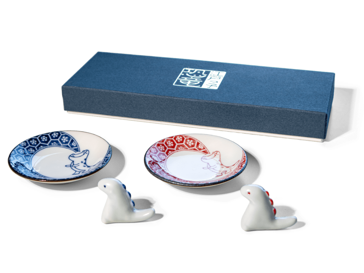 Edokko Kyoryu Mini Plate & Chopstick Rest Pair Set Edokko Kyoryu Mini Plate & Chopstick Rest Pair Set