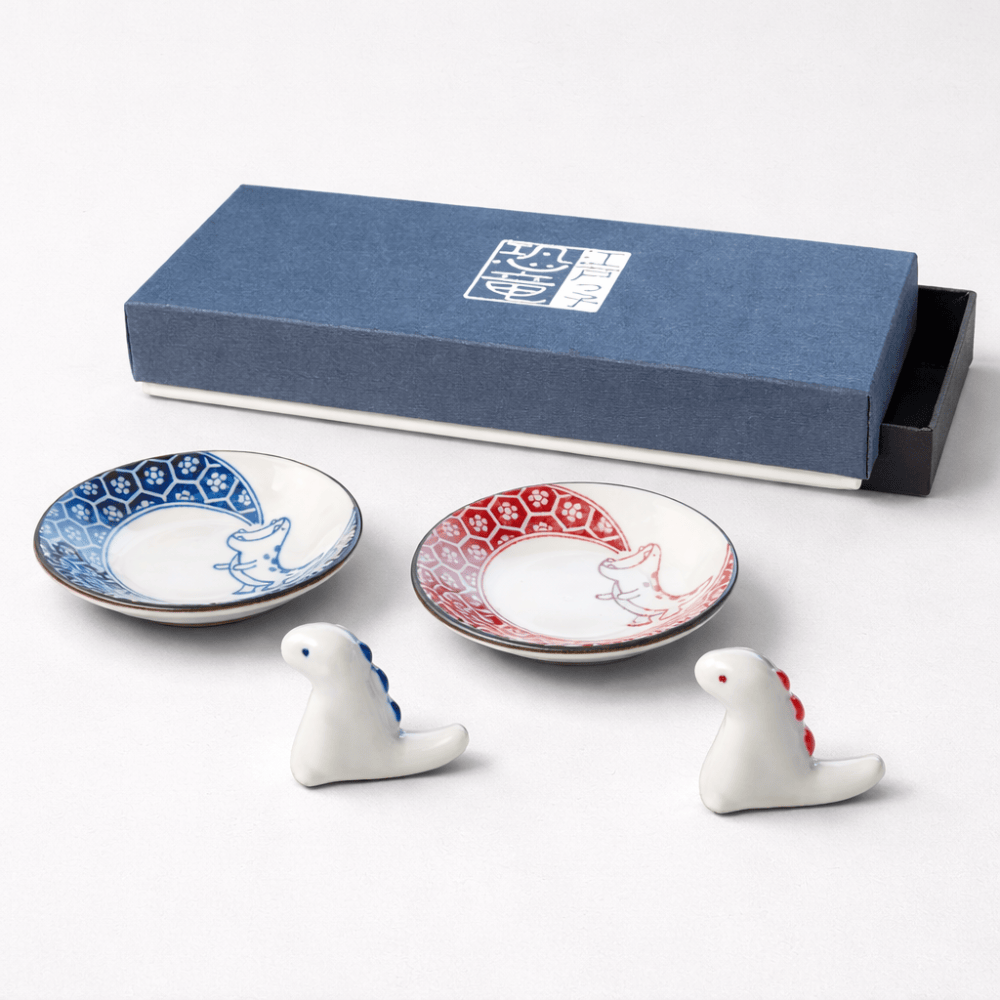 Edokko Kyoryu Mini Plate & Chopstick Rest Pair Set Edokko Kyoryu Mini Plate & Chopstick Rest Pair Set
