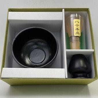 Genji Matcha Bowl Black and Gold Brushed Matcha Set Genji Matcha Bowl Black and Gold Brushed Matcha Set