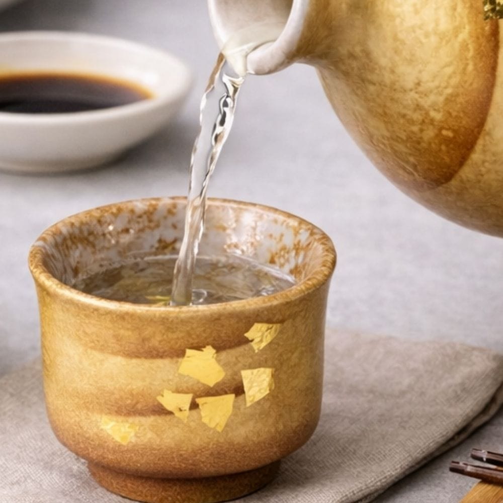 Gold Leaf Kutani Sake Set Gold Leaf Kutani Sake Set