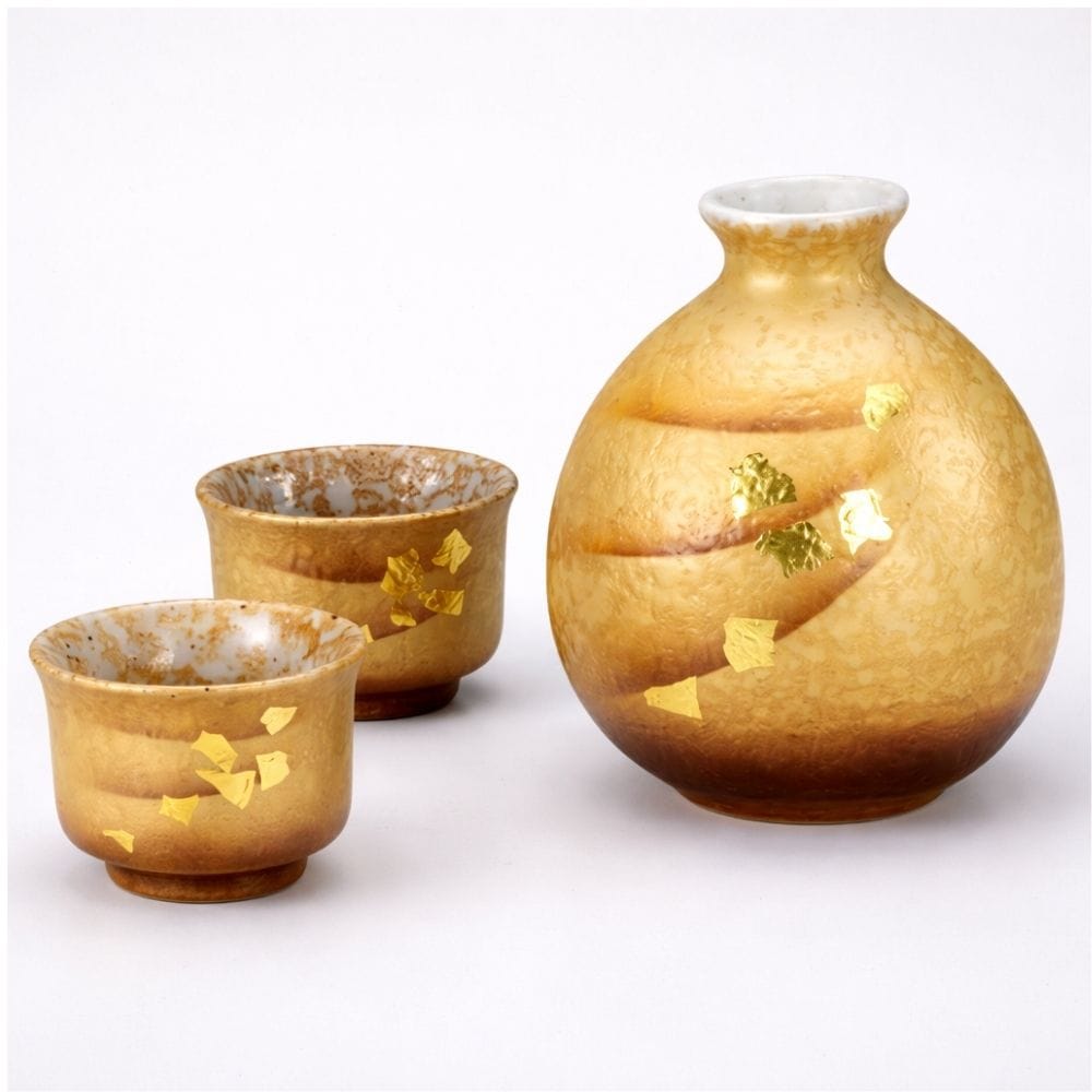 Gold Leaf Kutani Sake Set Gold Leaf Kutani Sake Set