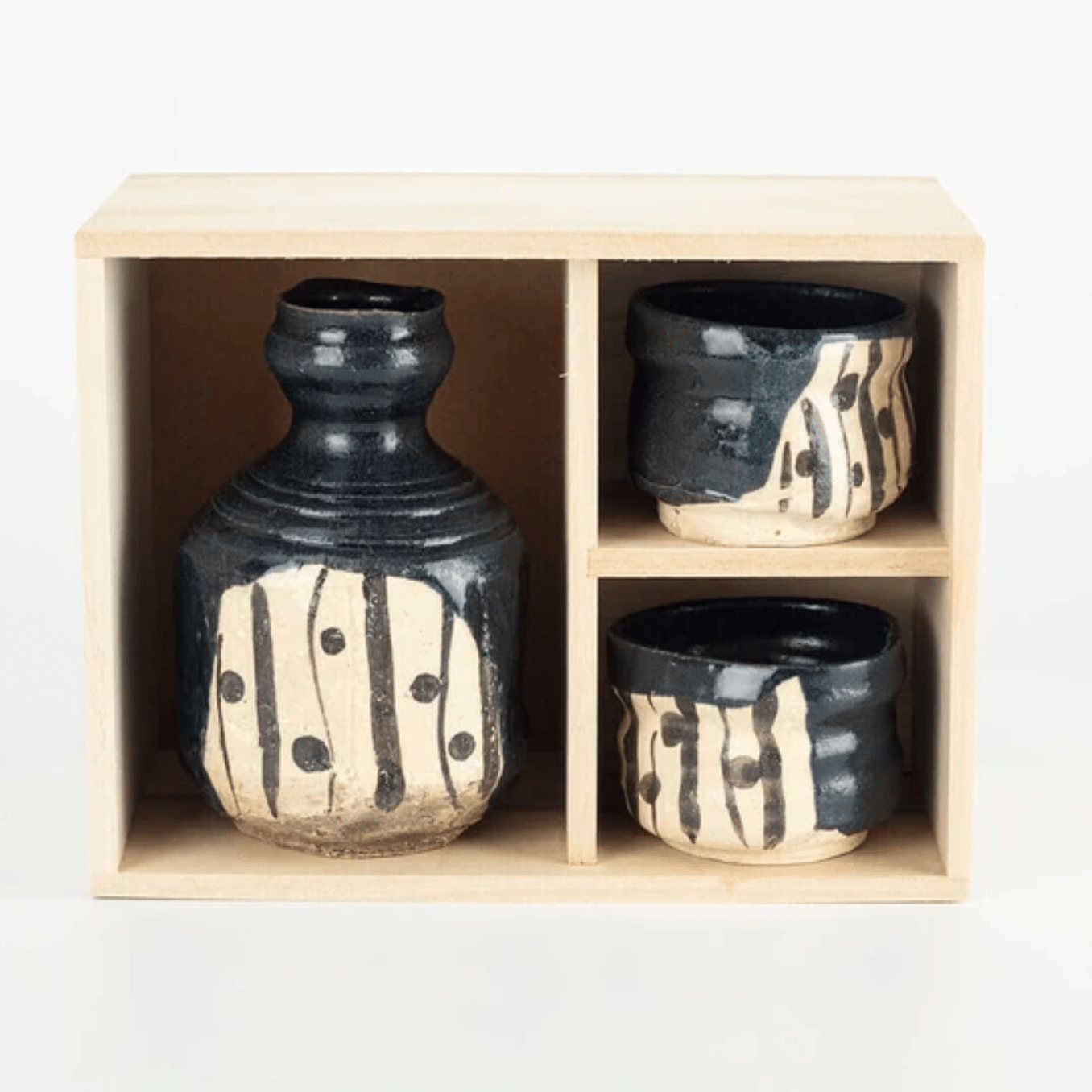 Handmade Black Oribe Sake Set Handmade Black Oribe Sake Set