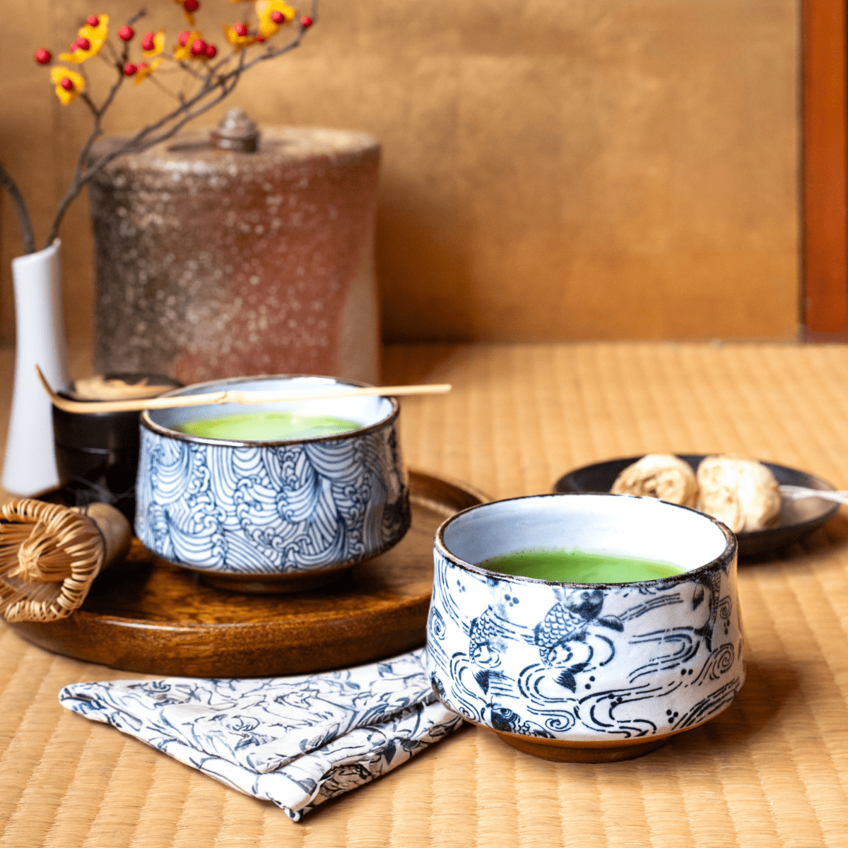 OWIU Handmade Ceramic Forest Matcha Tea Cup 陶器 茶碗 茶盌 OWIU Handmade Ceramic Forest Matcha Tea Cup 陶器 茶碗 茶盌