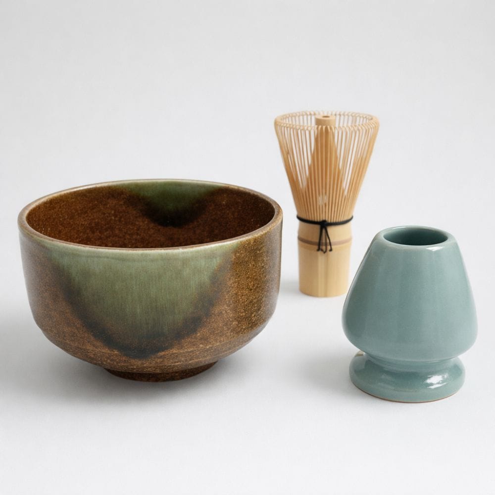 Kamishiro Brown Mino-yaki Matcha Starter Set Kamishiro Brown Mino-yaki Matcha Starter Set