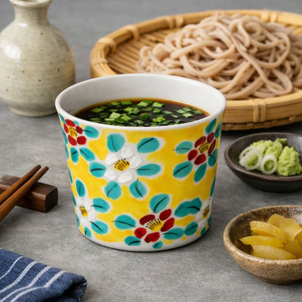 Kutani Flowers Soba Cup Kutani Flowers Soba Cup