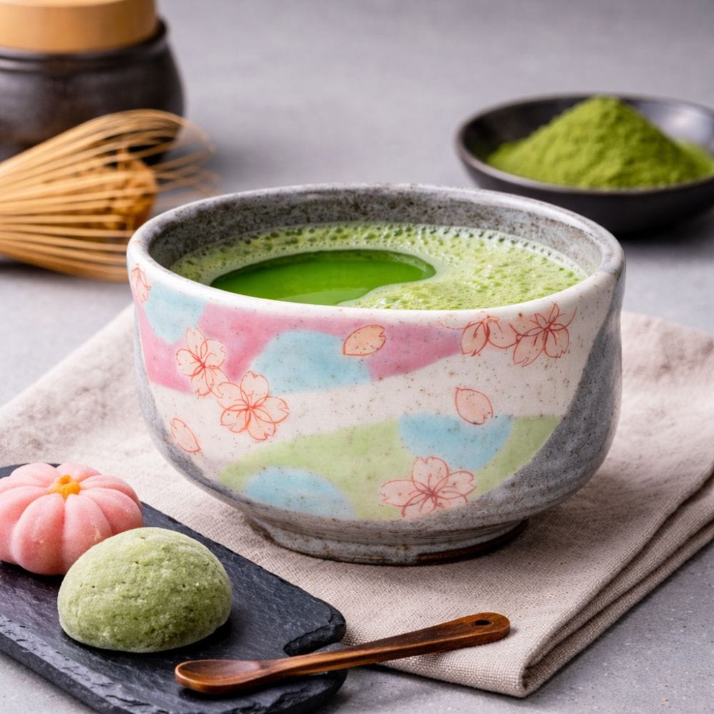 Kutani Hanamai Matcha Bowl Kutani Hanamai Matcha Bowl