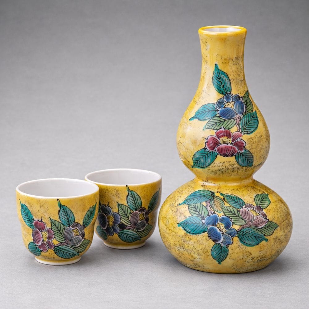 Kutani Sake Set by Yoshidaya Tsubaki Kutani Sake Set by Yoshidaya Tsubaki