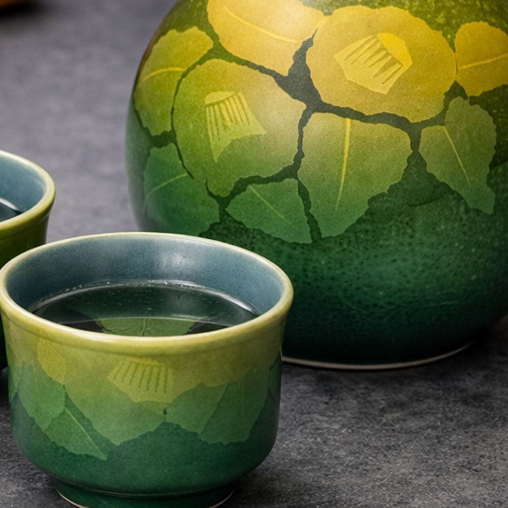 Kutani Tea Flower Sake Set Kutani Tea Flower Sake Set