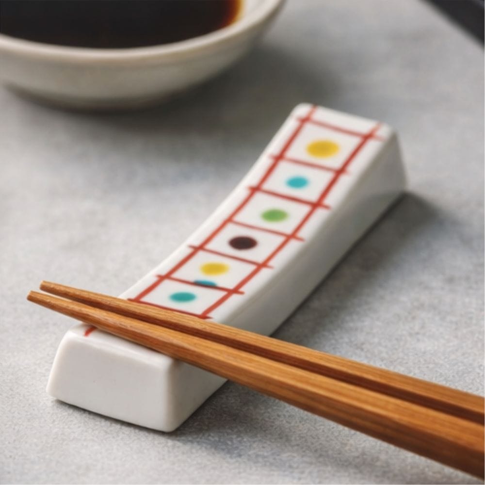 Kutani Ware Hashioki Set (5 pcs) - Geometric Patterns Kutani Ware Hashioki Set (5 pcs) - Geometric Patterns