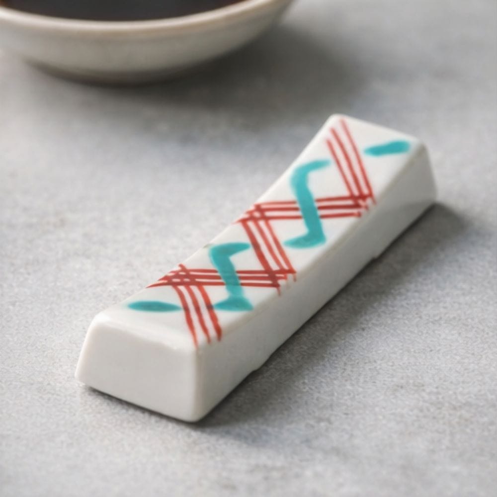 Kutani Ware Hashioki Set (5 pcs) - Geometric Patterns Kutani Ware Hashioki Set (5 pcs) - Geometric Patterns