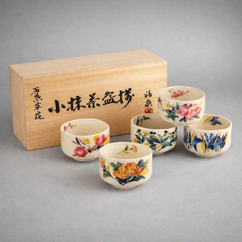Manyosoka Small Matcha Bowl Set (5 pieces) Manyosoka Small Matcha Bowl Set (5 pieces)
