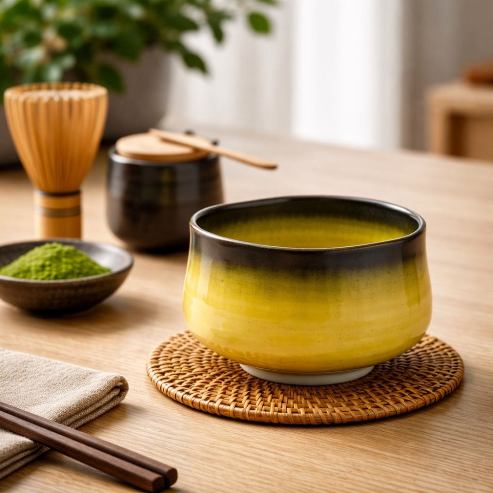 Mino Fuchimaki Yellow Matcha Bowl Mino Mino Fuchimaki Yellow Matcha Bowl Mino