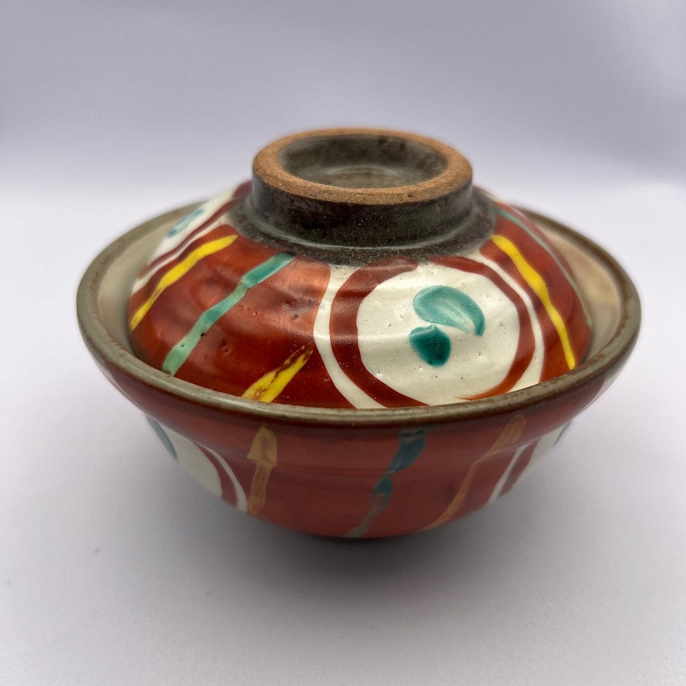 Oribe Red & Aqua Donburi Bowl with Lid Oribe Red & Aqua Donburi Bowl with Lid