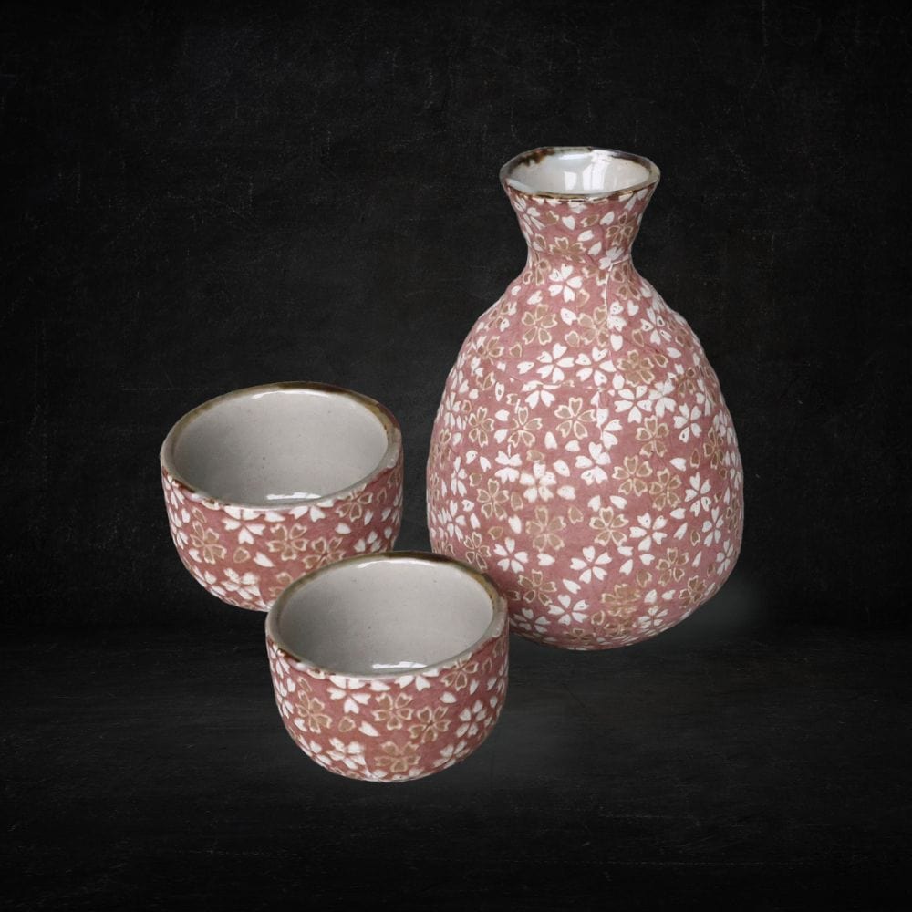 Red Hanachirashi Sake Set Hanachirashi Sake Set