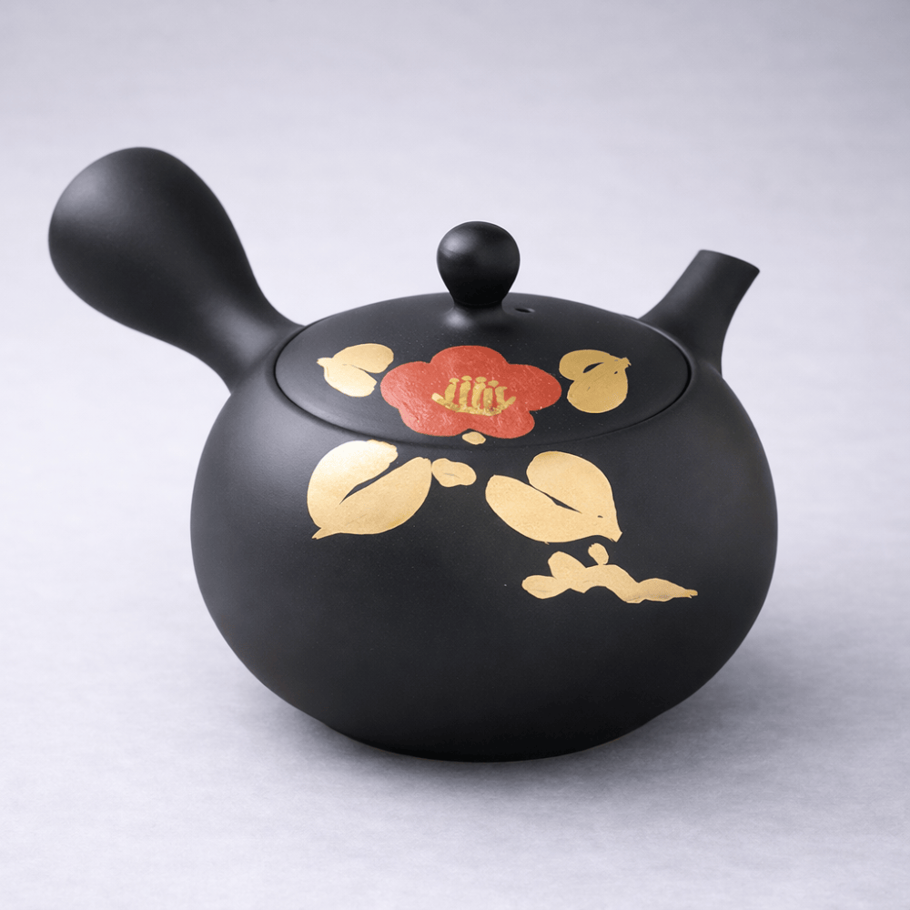 Shomoe black clay small round camellia Tea Pot Shomoe black clay small round camellia Tea Pot