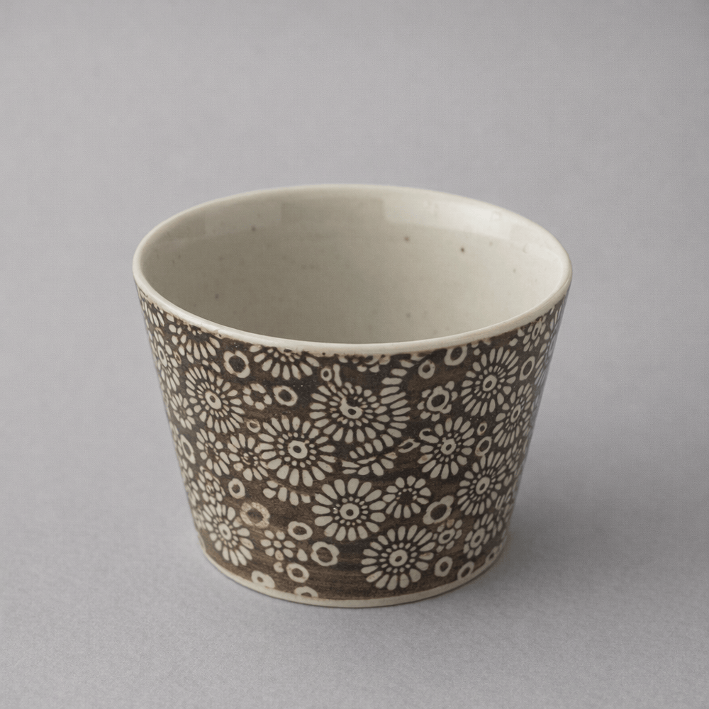 Hasami Hana Inban Pattern Soba Choko Cup Soba Choko Cup with Inban Pattern, Made in Japan
