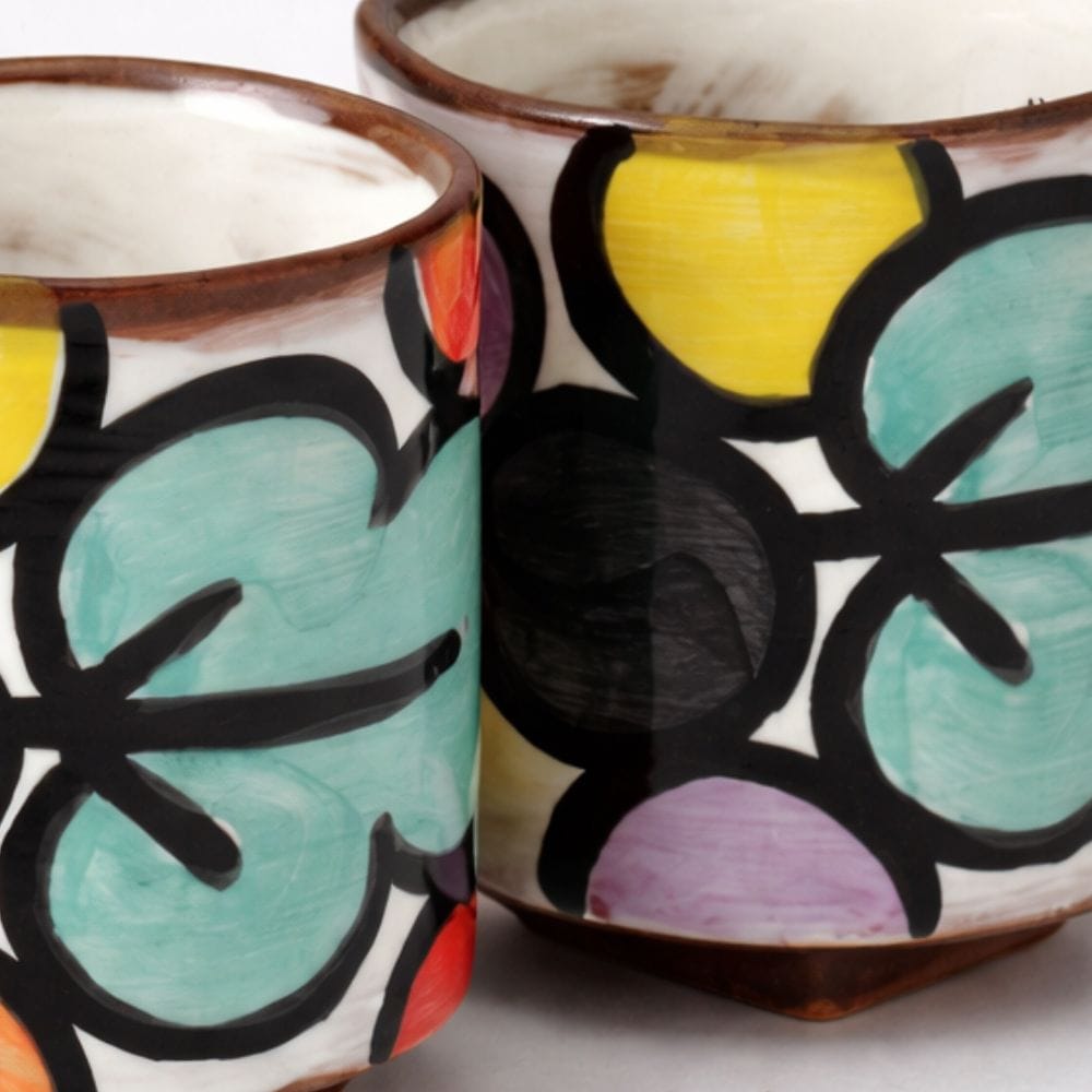 Stained Red and Blue Hasami Cups (Set of 2 Cups) Stained Red and Blue Hasami Cups (Set of 2 Cups)