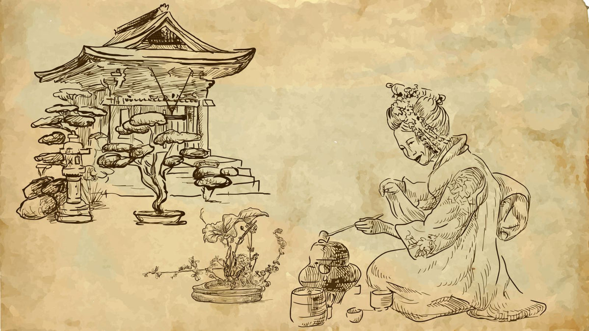 Drawing of a Japanese Tea Ceremony 