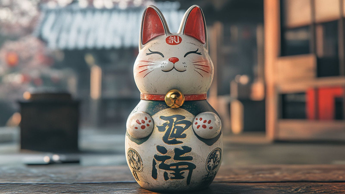Close up of a lucky, maneki neko, cay