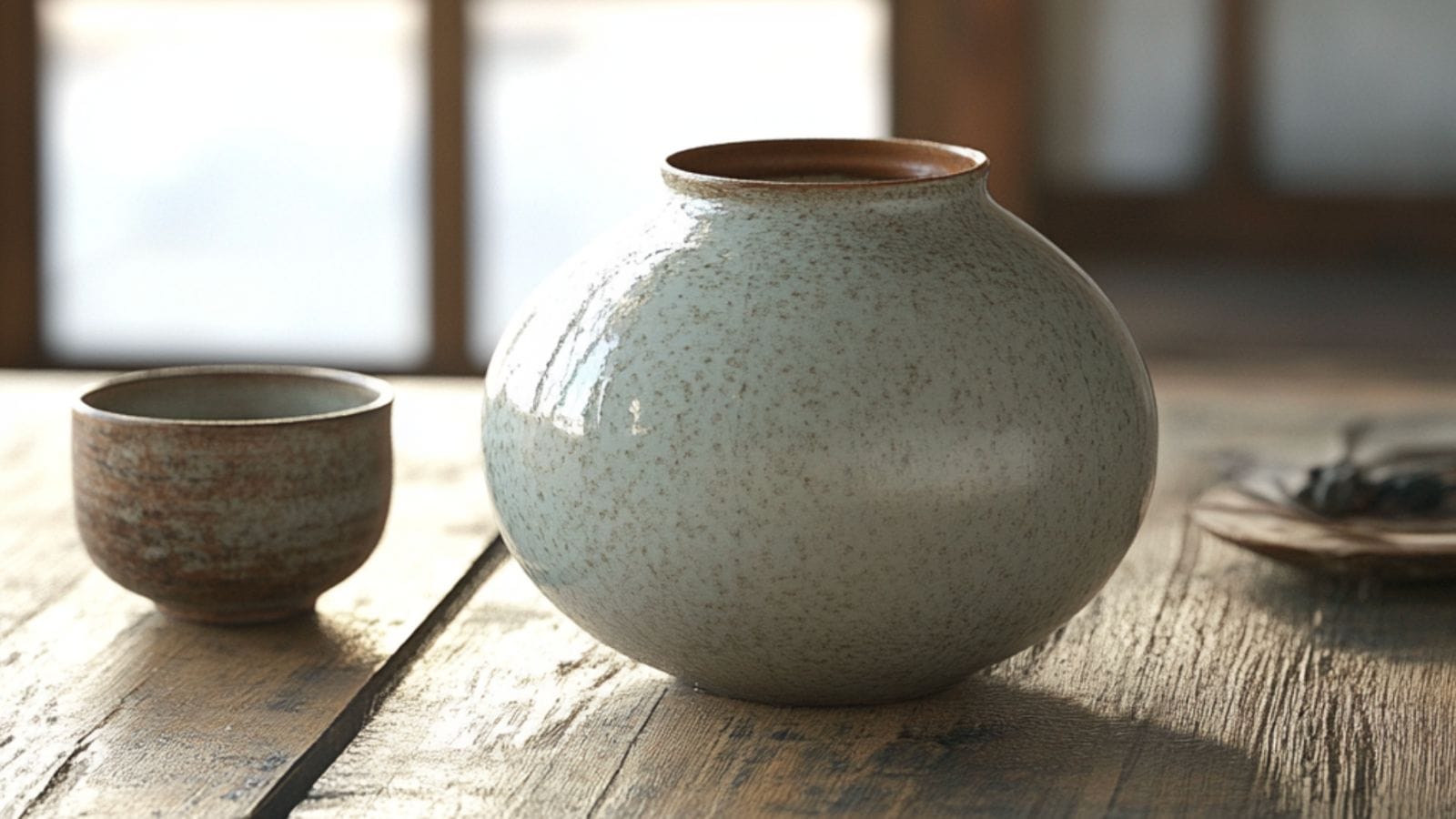 A japanese pottery vase in an elegant home setting