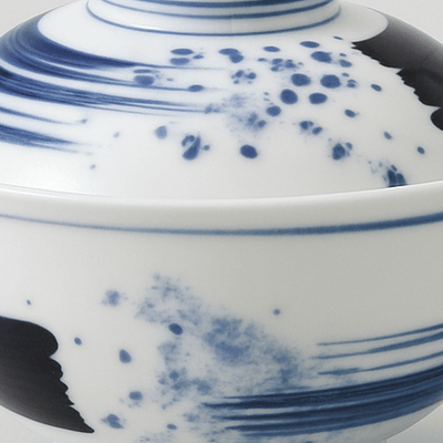 Aizome Wave Brushstroke Bowl with Lid Aizome Wave Brushstroke Bowl with Lid