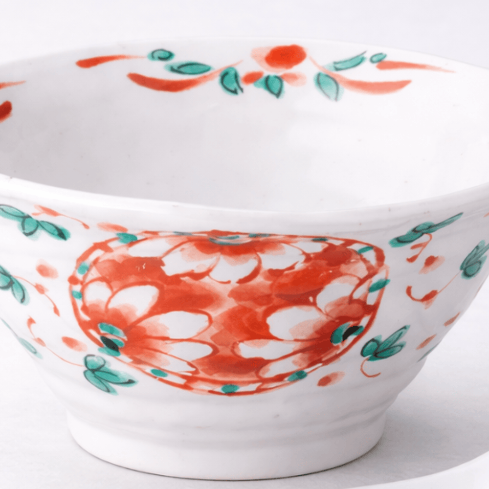 Akae Marumon handmade noodle bowl with spoon Akae Marumon handmade noodle bowl with spoon