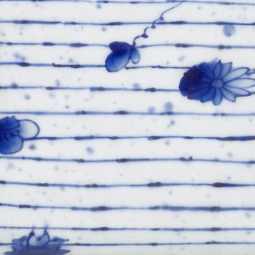 Arita Blue Tokusa Flower Oblong Plate Arita Blue Tokusa Flower Oblong Plate