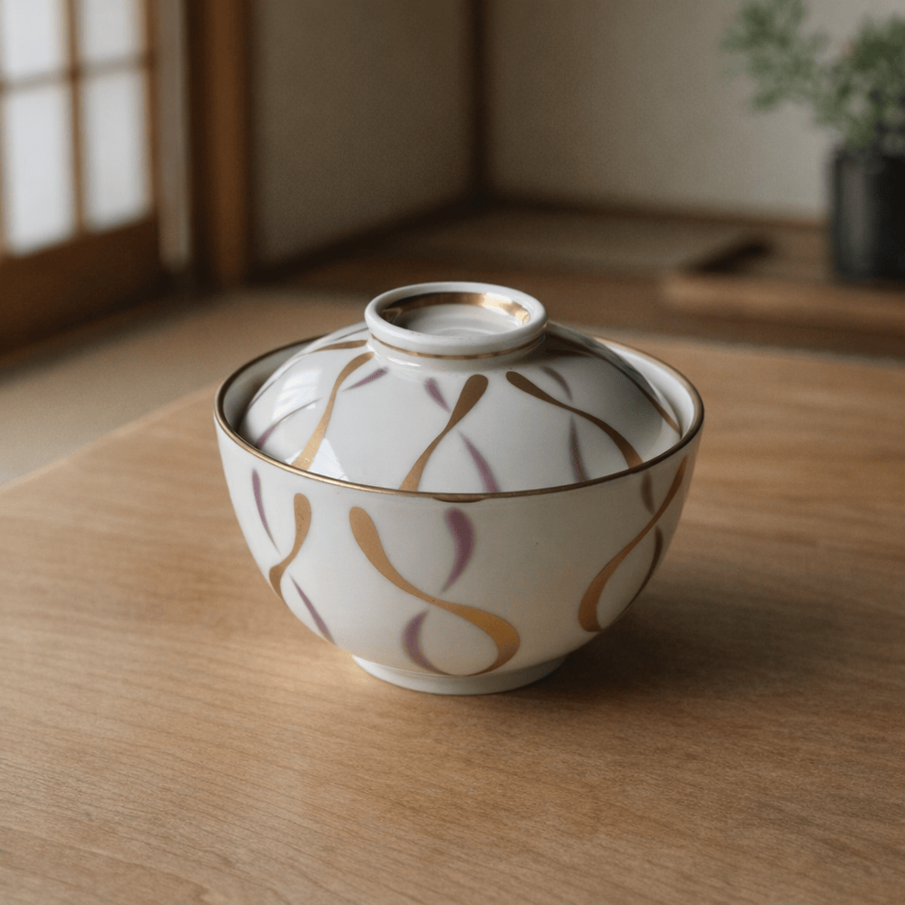 Arita Lidded Gold Arabesques Bowl Arita Lidded Gold Arabesques Bowl