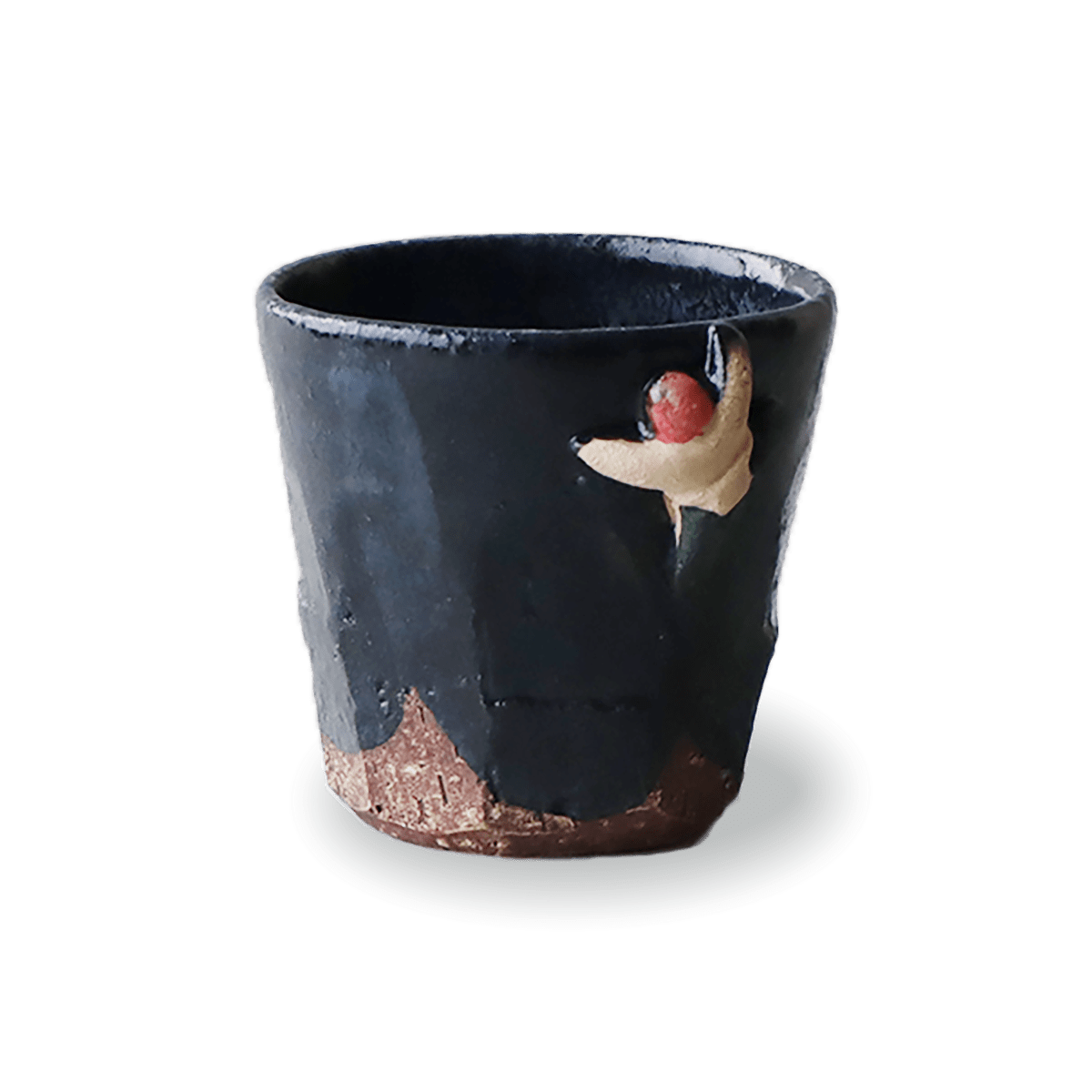 black Artisan Climbing Sake Cup by Keizan Kiln Artisan Climbing Sake Cup by Keizan Kiln