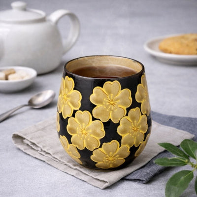 Black Flower Hasami Tea Cup Black Flower Hasami Tea Cup