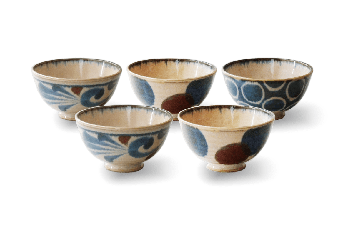 Brush Blue Rice Bowl Set (5 pieces) Brush Blue Rice Bowl Set (5 pieces)
