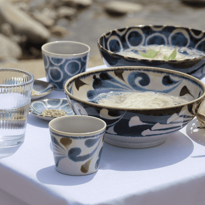 Brush Blue Soba Cup Set Brush Blue Soba Cup Set