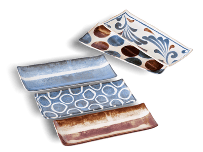 Brush Blue Sushi Plate Set Brush Blue Sushi Plate Set