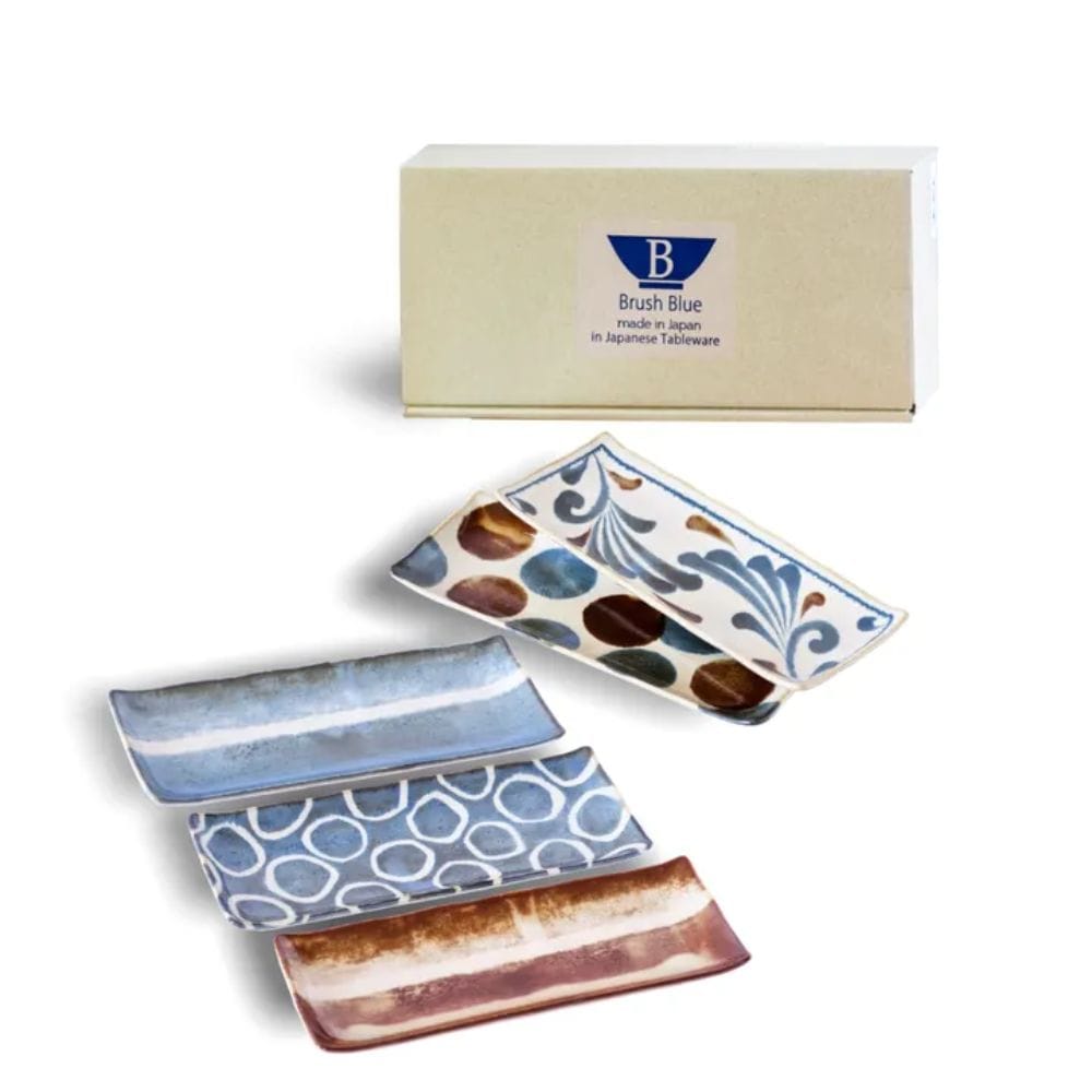 Brush Blue Sushi Plate Set (5 pieces) Brush Blue Sushi Plate Set (5 pieces)