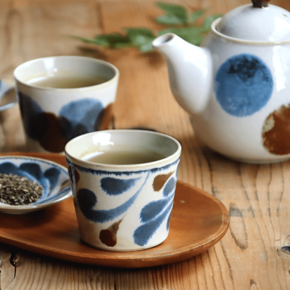 Brush Blue Teapot and Cup Set Brush Blue Teapot and Cup Set