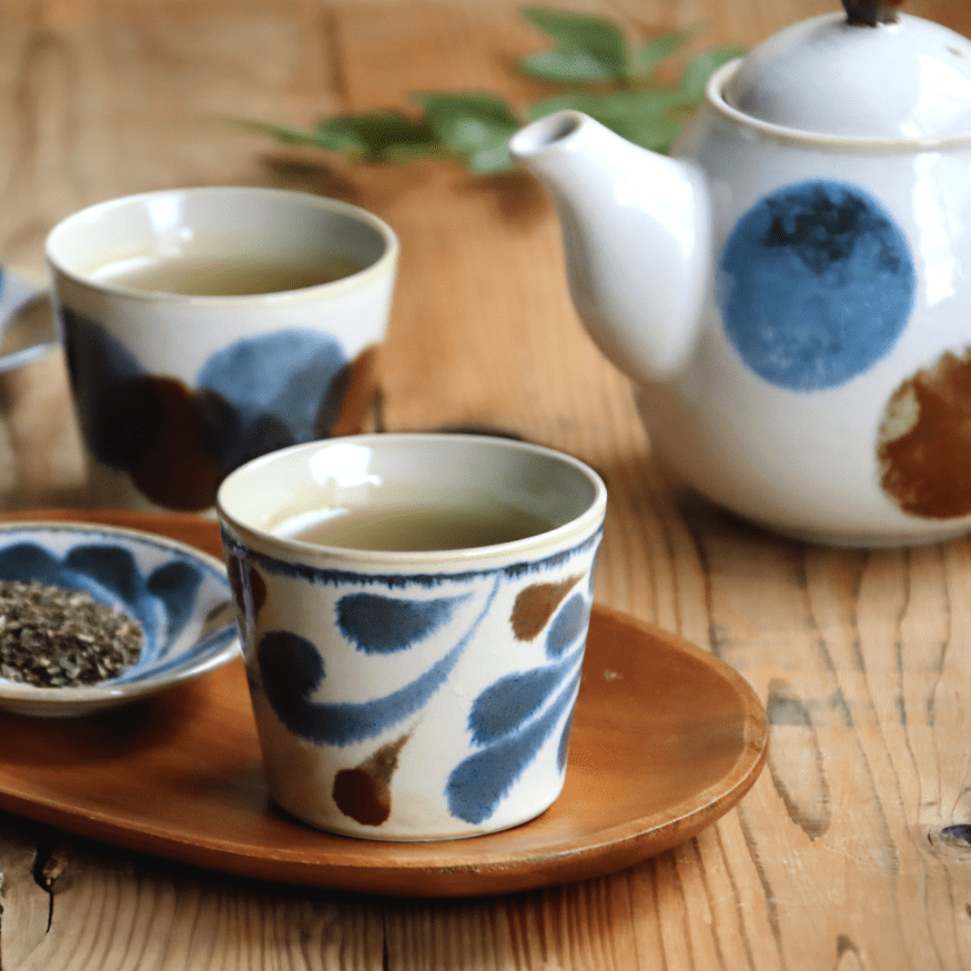 Brush Blue Teapot and Cup Set Brush Blue Teapot and Cup Set