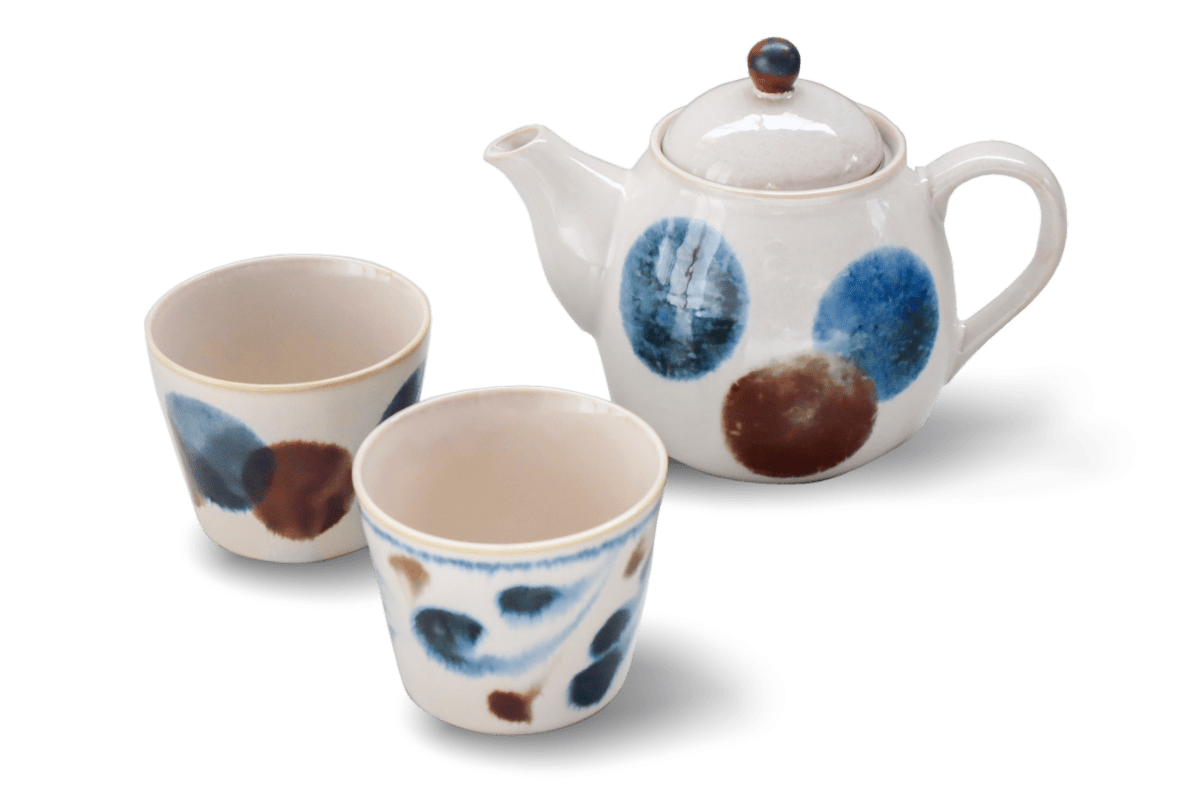 Brush Blue Teapot and Cup Set Brush Blue Teapot and Cup Set