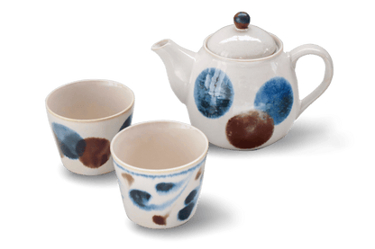 Brush Blue Teapot and Cup Set Brush Blue Teapot and Cup Set