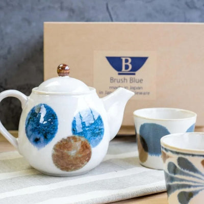 Brush Blue Teapot and Cup Set Brush Blue Teapot and Cup Set