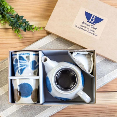 Brush Blue Teapot and Cup Set Brush Blue Teapot and Cup Set