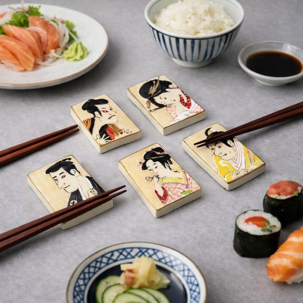 Edo Elegance Ukiyo-e Chopstick Rest Set [5 pieces] Edo Elegance Ukiyo-e Chopstick Rest Set [5 pieces]